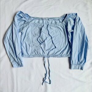 Light Blue Long Sleeve off the shoulder Longsleeve Crop Top